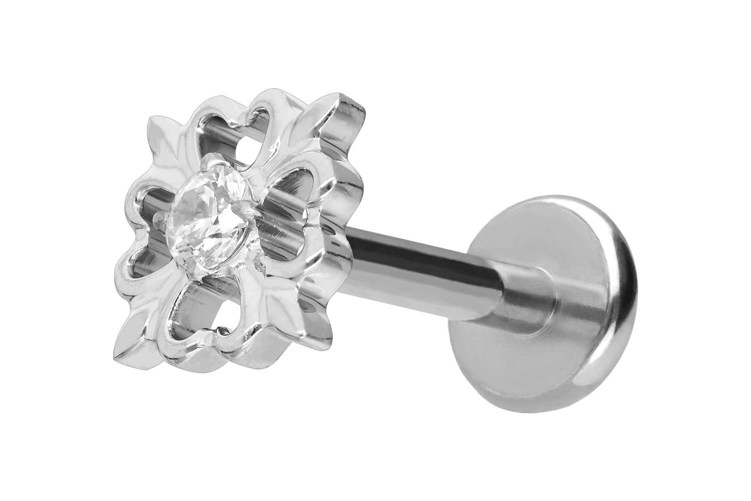 Titan Labret Piercing mit Push Fit KLEEBLATT